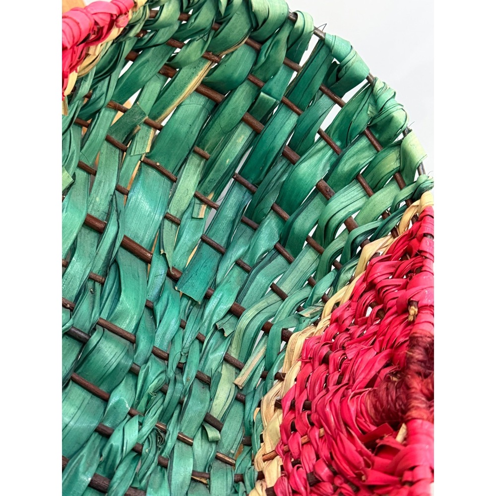 Watermelon Woven Basket Wicker Cane Picnic Straw Country Farmhouse Chic - Picture 9 of 15